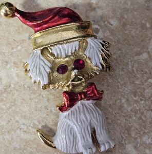 Vintage Gerry's Christmas poodle pin